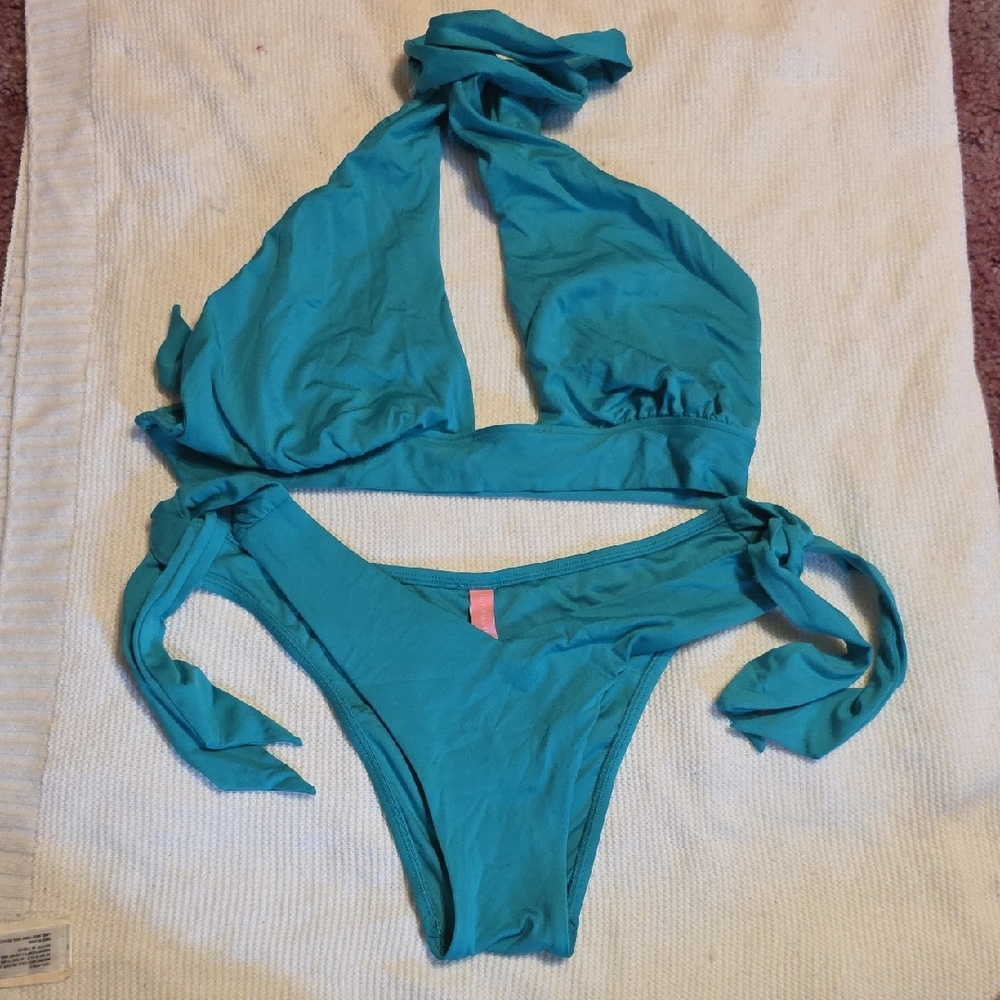 Victoria's Secret Teal Bikini Tie Sides And Back